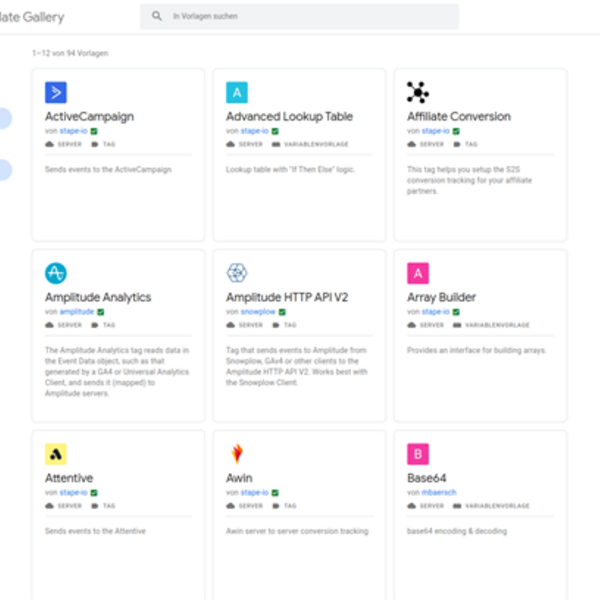 1. **Community Template Gallery Übersicht für IT-Agenturen**
   In dieser Abbildung sehen Sie die Community Template Gallery, ein wertvolles Tool für IT-Agenturen, das Vorlagen für verschiedene Plattformen wie ActiveCampaign und Amplitude Analytics bietet