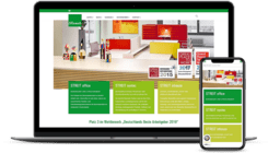 1. **Moderne IT-Agentur Website auf Laptop und Smartphone**  
   Eine moderne IT-Agentur präsentiert ihre benutzerfreundliche Website sowohl auf einem Laptop als auch auf einem Smartphone. Die Seite zeigt technologische Fachkompetenz und Mobilgeräte-Kompa