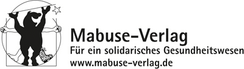 Logo des Mabuse-Verlags: Bär im Kreis, hält eine Stange, mit Schriftzug und Webadresse.