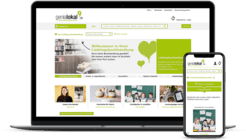 Laptop und Smartphone zeigen die Webseite genialokal.de mit Büchersuche und Buchhandlungsinformationen.
