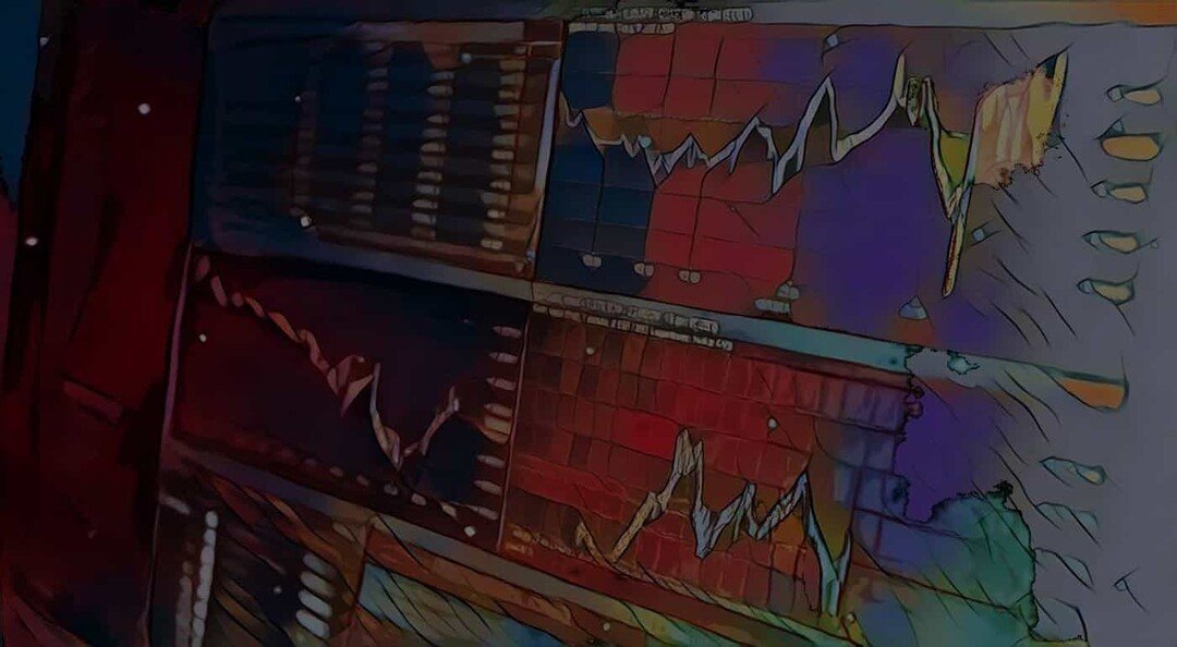 Abstrakte Darstellung von Diagrammen und Linien auf einem Bildschirm, in künstlerischen, bunten Farben gehalten.