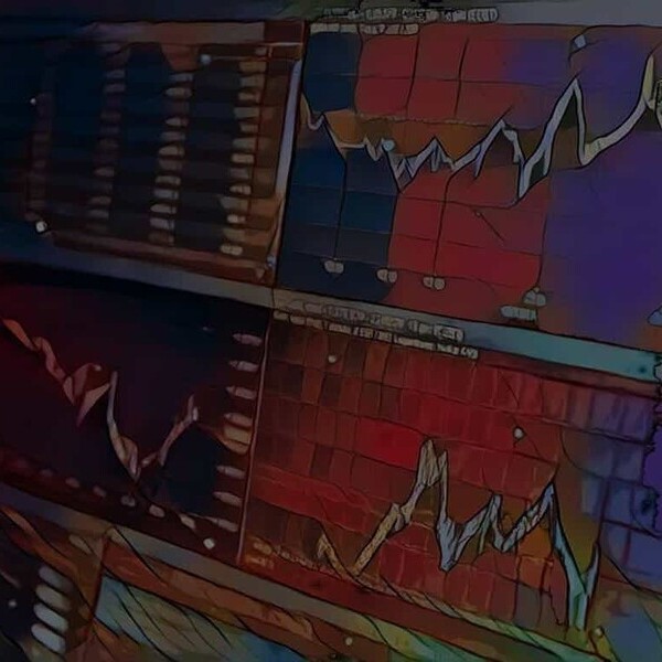 Abstrakte Darstellung von Diagrammen und Linien auf einem Bildschirm, in künstlerischen, bunten Farben gehalten.