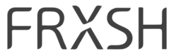 Schwarzes "FRXSH"-Logo auf transparentem Hintergrund, stilisierte Großbuchstaben.