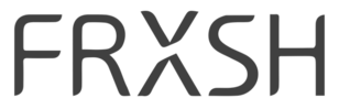 Schwarzes "FRXSH"-Logo auf transparentem Hintergrund, stilisierte Großbuchstaben.