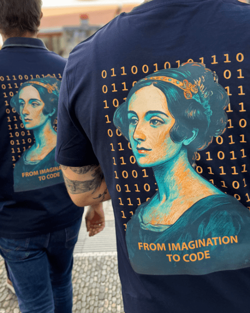 Ada Lovelace auf dem Esono-Teamshirt ist ein Symbol für Kreativität, Technik und Teamgeist