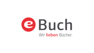 Logo mit rotem "e" und dem Text "Buch". Darunter steht "Wir lieben Bücher.".