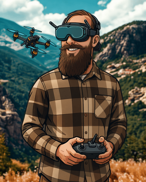 Ein Mann mit Vollbart und karierter Hemd steht vor einer teils weißen, teils holzvertäfelten Wand.