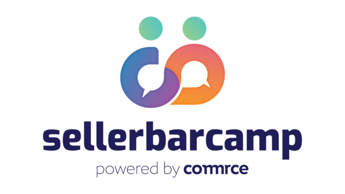 Logo des Seller Barcamp mit zwei stilisierten Personen und den Worten "sellerbarcamp powered by commercetools".