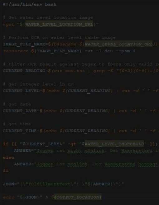 Code-Skript mit Bedingungen und Variablen; dunkler Hintergrund mit farbiger Syntax-Hervorhebung.