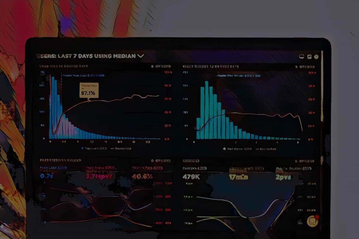 Diagramme auf einem Bildschirm mit Daten zu Nutzerverhalten und Bandbreitenverbrauch der letzten sieben Tage.