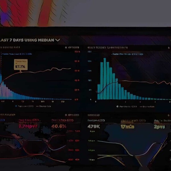 Diagramme auf einem Bildschirm mit Daten zu Nutzerverhalten und Bandbreitenverbrauch der letzten sieben Tage.