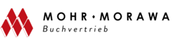 Logo von Mohr Morawa Buchvertrieb mit roten, überlappenden Dreiecken links und Schriftzug rechts.