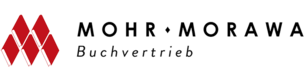 Logo von Mohr Morawa Buchvertrieb mit roten, überlappenden Dreiecken links und Schriftzug rechts.