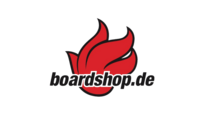 Logo von Boardshop.de: Rote Flamme hinter dem schwarzen Schriftzug "boardshop.de".