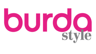 Burda Style Logo in pinker und grauer Schrift auf weißem Hintergrund.