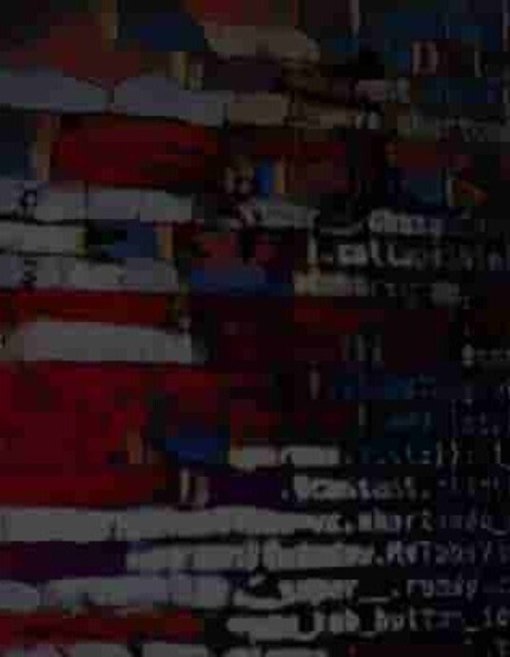 Farbige, verzerrte Textzeilen auf abstraktem, dunkel getöntem Hintergrund.