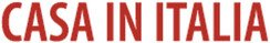 Roter Schriftzug "CASA IN ITALIA" auf weißem Hintergrund.
