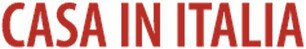 Roter Schriftzug "CASA IN ITALIA" auf weißem Hintergrund.