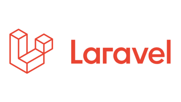 Rotes Laravel-Logo auf transparentem Hintergrund. Darunter steht der Schriftzug „laravel“.