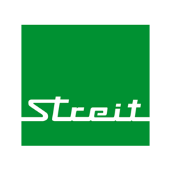 Grünes Logo mit dem weißen Schriftzug "Streit" in einer stilisierten, geschwungenen Schriftart.